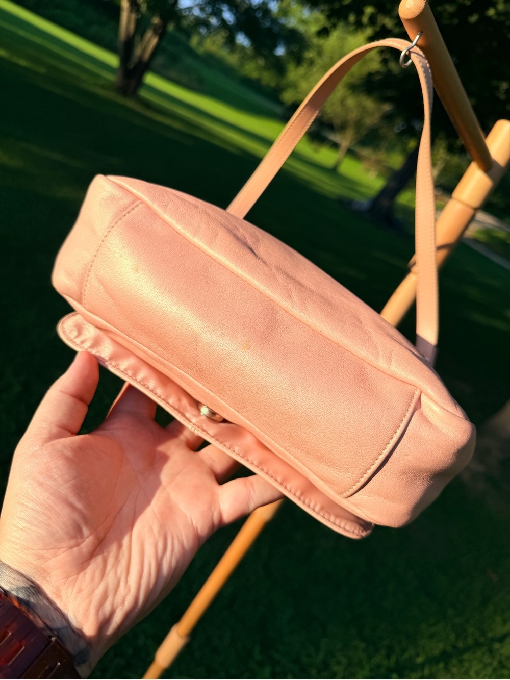Ralph Lauren Rose Gold Leather Flap Shoulder Bag - Picture 6 of 7